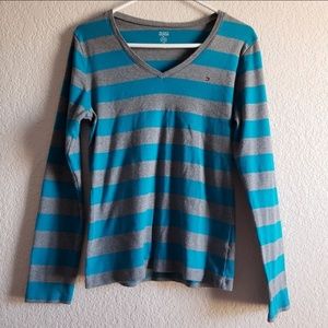 Tommy Hilfiger women v-neck striped sweater L